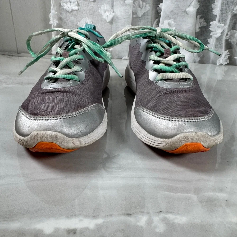 Vionic Lace Up Sneakers Grey Teal Comfort Cushioned Tie‎ Dye Laces Size 7.5